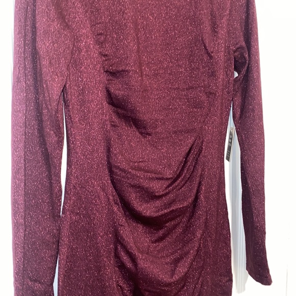 NWT- PLUM RUCHED GLITTER DRESS - Picture 3 of 13